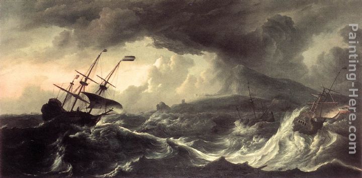 Ships Running Aground in a Storm painting - Ludolf Backhuysen Ships Running Aground in a Storm art painting
